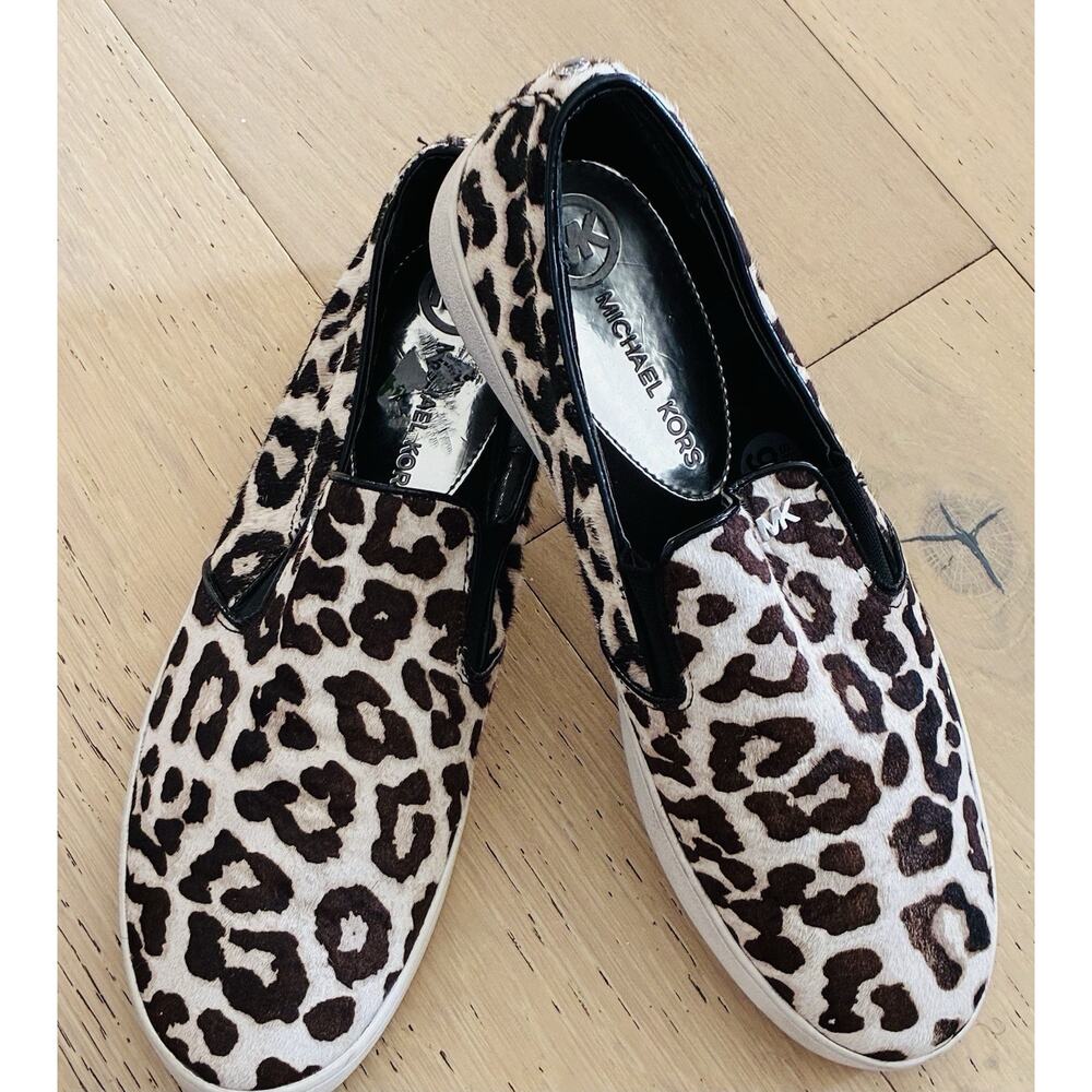 Michael Kors Keaton Leopard Cheetah Print Slip On Sneakers Women's Size 9.5 - Picture 2 of 6